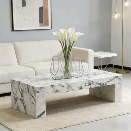 Modern luxury Nordic marble plinths durable coffee table calacatta Viola base center table set furniture bedroom living room