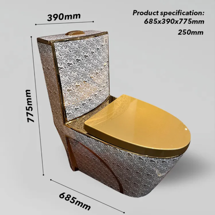 Floral Gold Trim Toilet Italian Design Premium Bathroom Masterpiece