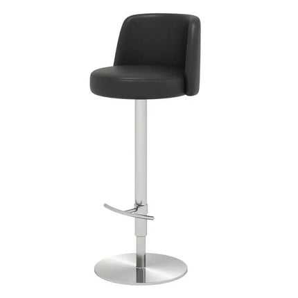Hotel Stainless Steel Bar Stool Chair Lift Revolving Leather Dining High Stool For Home