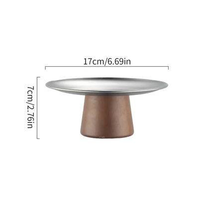 Light Solid Wood Cream Style Dessert Stand Household Snack Display Tall Stainless Steel Fruit Plate Tray Candy Tray