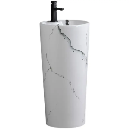 Nordic Ink White Modern Minimalist Floor-Standing Square Balcony Sink Hand-Painted One-Piece