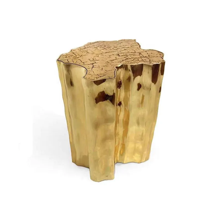 Italian light luxury tree root coffee table etched stainless steel living room furniture High-Low combination side table