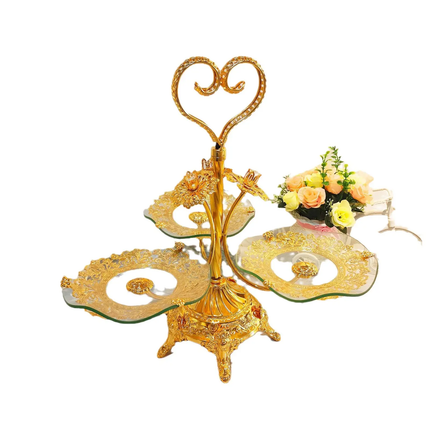 European -Style Round Glass Serving Fruit & Snack For Home Hotel KTV Business Gift-Ornament With Dried Fruits