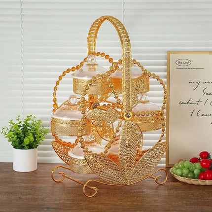 Exquisite High-Grade Wrought Iron Acrylic Fruit Plate Creative Windmill Rotating Snack Tray For Party Living Room Fruit Plate