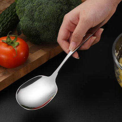 High Quality Customizable Stainless Steel 304 Round Soup Spoon Big Metal Soup Spoon Slotted Spoon for Buffet