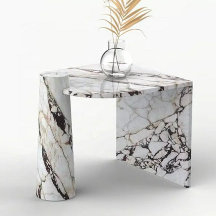 Custom Side Table Marble, Modern Calacatta Viola Furniture Decor Couch Sofa Marble Side Tables For Living Room Luxury