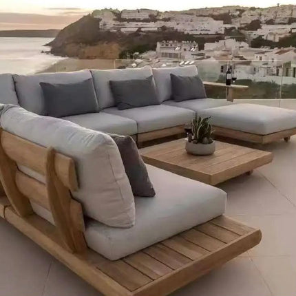 Modern Aluminum Modular 2-Seater Outdoor Lounge Patio Sectional Sofa Set with Washable Thick Cushions