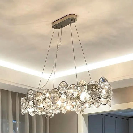 Creative Luxury Adjustable Height LED Crystal Bubble Chandelier Pendant Lamp For Living Room & Bedroom