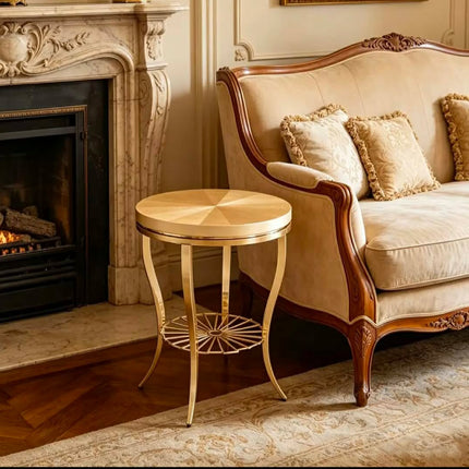 New Design Luxury Gold Metal Side Table Minimalist Handmade Coffee Table Vintage Round Shape Living Room Side & End Table