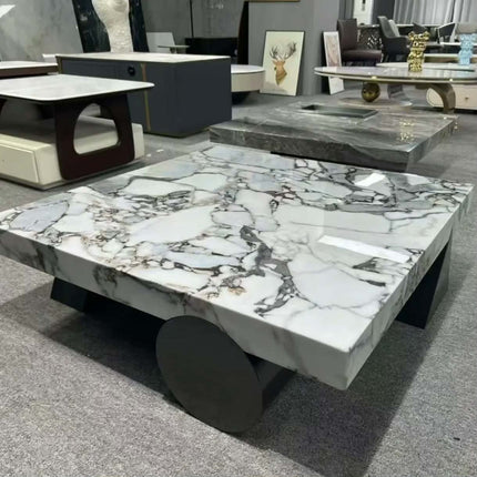Made of concrete Italian Minimalist Designer  Stainless Steel Square Flat Coffee Table Elephant White Marble Box Tea For Living Room Furniture