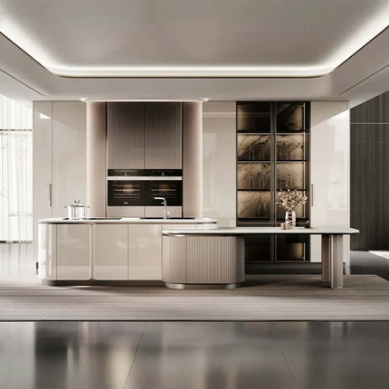 Modern Minimalist Solid Wood Kitchen Cabinets Custom Modular Durable Storage Kitchen Cabinets
