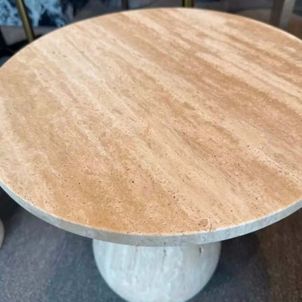 Customized Travertine Side Table Irregular Shape With Travertine Round Ball Shape Leg For Modern Living Room Bedroom