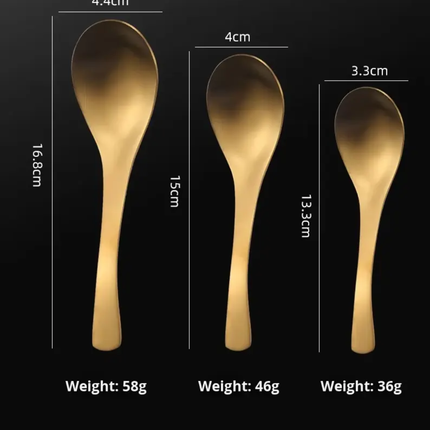 Elegant 304 Stainless Steel Rice Soup Spoons Set of 3 Sizes Heavy-Weight Metal For Home Kitchen Restaurant Dishwasher Safe