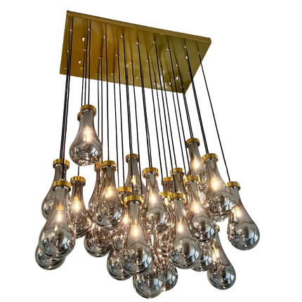 Modern Raindrop Glass Adjustable Height LED Pendant Lights Eye Caring High Brightness Kitchen Island Hanging Light Living Room