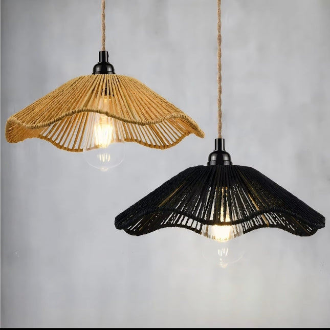 Handmade Woven Bamboo Hanging Light Natural Eco Friendly Bohemian Boho Hemp Rope Pendant Lamp for Restaurant Cafe Hotel Decor