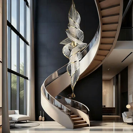 Designer Glass Pendant Light Chandelier Light Luxury Chandelier Villa Hotel Dining Room Empty Staircase
