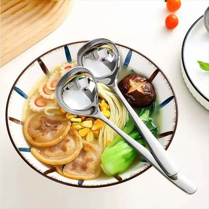 Korean Stainless Steel Thickening Spoon Silver Long Handle Hotel Hot Pot Soup Ladle Business Gift Sustainable Essential Tool