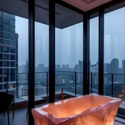 LUXURY Marble Bathtub LED Lights Adjustable Massage Jets Temperature Control freestanding High Quality Natural Bathroom Villa