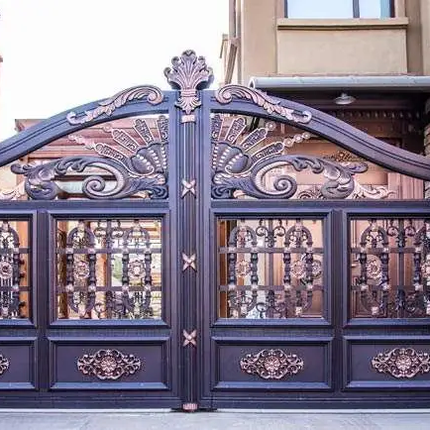 Smart Phone System Lock Modern Design Automatic Manual Aluminum Stainless Steel Swing Fence Gate Electric Door