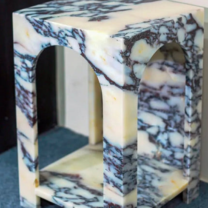 Factory Price Modern Design Calacatta Viola Violet Marble Stone Side Sofa End Table Living Room Furniture For Apartment Hotel