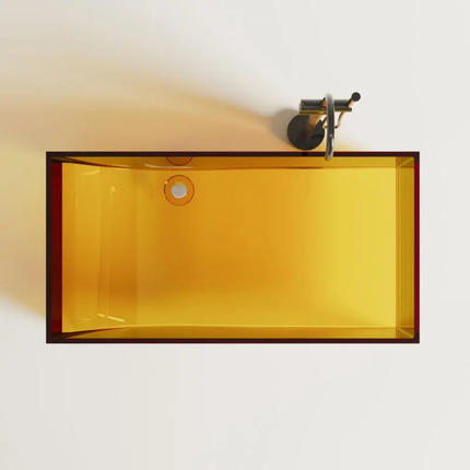 Luxurious Villa With Transparent Resin Bathtub Soaking Function Drainer Rectangle Freestanding Bathtub