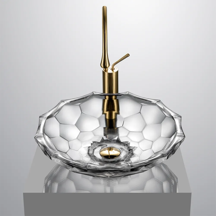 Art Luxury Transparent Colour Crystal Glass Bowl Vessel Bathroom Wash Basin Sink