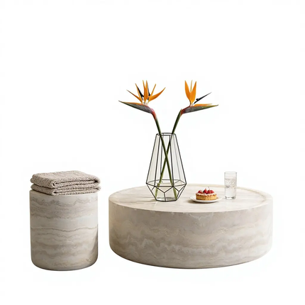 Made of FiberGlass Nordic Wabi Sabi Light Luxury Minimalist Designer Movable Coffee Table Circular Glass Fiber Resin