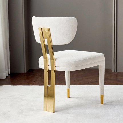 Gold and White Stainless Steel Frame Dining Chair – Soft Velvet Upholstery, Perfect for Home, Hotel and Restaurant Use