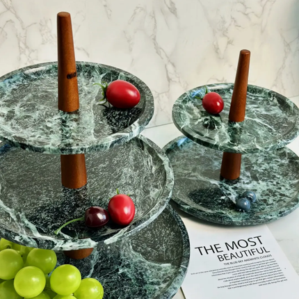 Customized Two-Layer Three-Layer Marble Fruit Tray Jewelry Cosmetics Snacks Storage Green Cake Stand Wedding