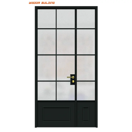 Minamally Designed Black Powder-Coated French Doors For Villa For External Aluminum Alloy Exterior Living Room Dining Balcony