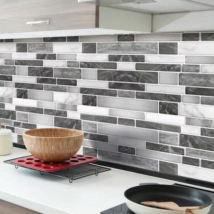 Nordic 3D Self Adhesive Brick Tile Stickers Waterproof Oil Proof Wall Decals for Bathroom Kitchen Home Decoration 30x30cm