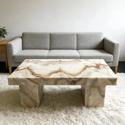 Luxury home furniture contemporary Stone unique modern pedestal design decor center topaz rectangle marble plinths coffee tables