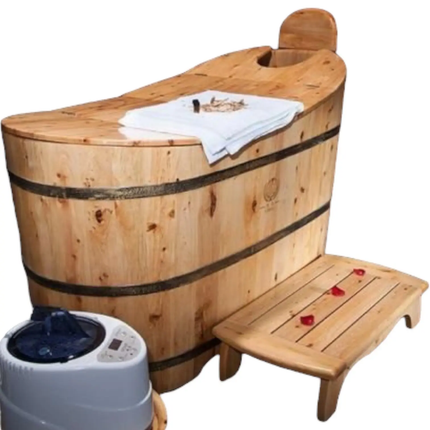 2-4 Person Cold Plunge Tub-OEM/ODM Custom 304 Stainless Steel, Wood Finish, Easy Setup Bulk