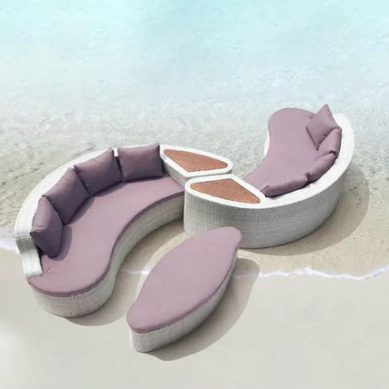 Luxury Patio Sofa Sets Outdoor Furniture Garden Patio Leisure Furniture Set Semi Circle Outdoor Rattan Sofa Set