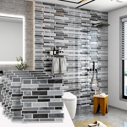 Nordic 3D Self Adhesive Brick Tile Stickers Waterproof Oil Proof Wall Decals for Bathroom Kitchen Home Decoration 30x30cm