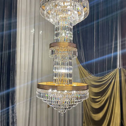 Modern Luxury LED Hanging Stairwell Villa Hotel Lobby Crystal Light Hotel Lobby Staircase Crystal Chandelier Pendant Light