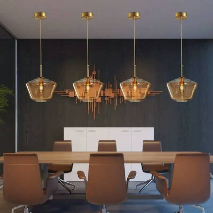 Modern Minimalist Gold Kitchen Island Restaurant Long Hotel Glass Ball Pendant Light Cognac Color Small Pendant Light