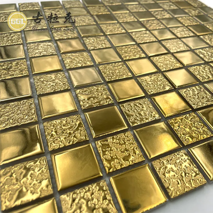 30×30 Gold Mosaic Tile Square Shiny Ceramic Mosaic Tile