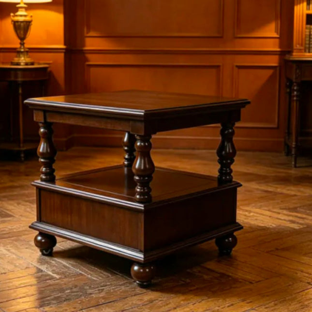 Traditional Solid Wood End Table 1-Drawer Classic Nightstand Study Wooden Side for Living Room and Bedroom
