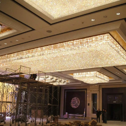 Modern LED Crystal Lamp Chandelier for Low Ceiling Square Shape for Hotel Meeting Rooms