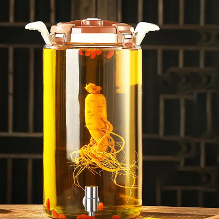 2.5L 5L 7.5L 10L Airtight Glass Drink Dispenser With Tap Bamboo Stand Juice Tequila Storage Empty Jars With Sealed Lid
