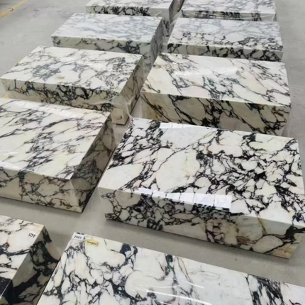 Luxury marble cube coffee table calacatta Viola stone living room furniture low center table for modern villa and hotel decor