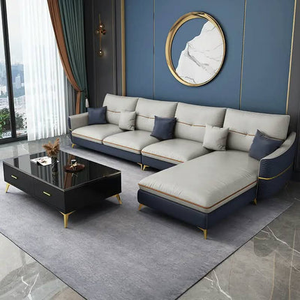 Light Luxury Modern Design Sectional Sofa for Living Room Furniture Solid Wood Frame Technology Cloth Sofa