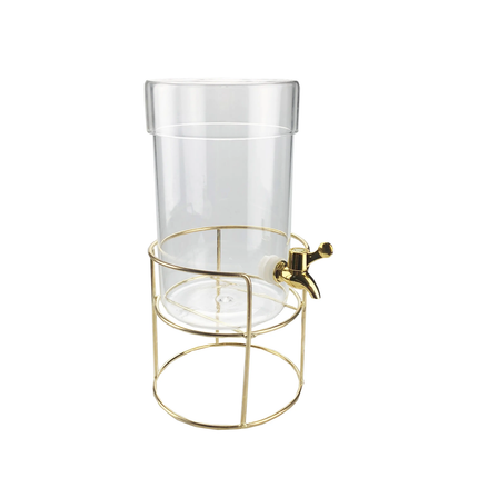 Big Volume Juice Glass Beverage Dispenser Sealable Glass Jar Ice Bucket Wood Stand
