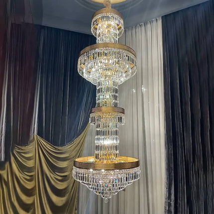 Modern Luxury LED Hanging Stairwell Villa Hotel Lobby Crystal Light Hotel Lobby Staircase Crystal Chandelier Pendant Light