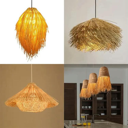 Japanese Vintage Art Chandelier for Living Room Thai Style Homestay Bedroom Hot Pot Restaurant Pendant Lights 3500K Warm White
