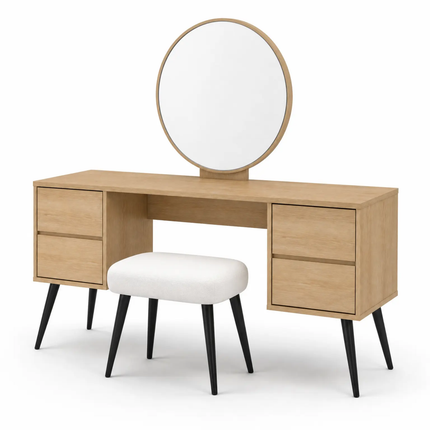 Minimalist 4-Drawer Variety Table Conical Metal Legs Melamine Dressing Table 1300×805×420×,Mirror Optional Add-On