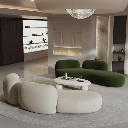 Neo-Modern Stellar Lounge Dynamic Organic Form Premium Seating Collection with Celestial Glow Fixture