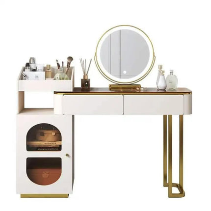 Adjustable MakeUp Desk Dressing Table With LED Mirror And Drawers Iron Vanity Table MakeUp Vanities Dresser Bedroom Furniture