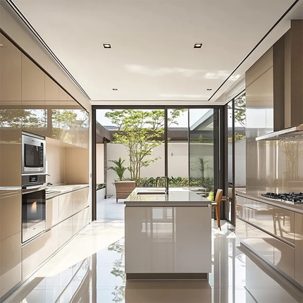 Luxury Custom Stainless Steel Kitchen Cabinets and Wardrobes Modern Design For Apartment Home Furniture Solutions